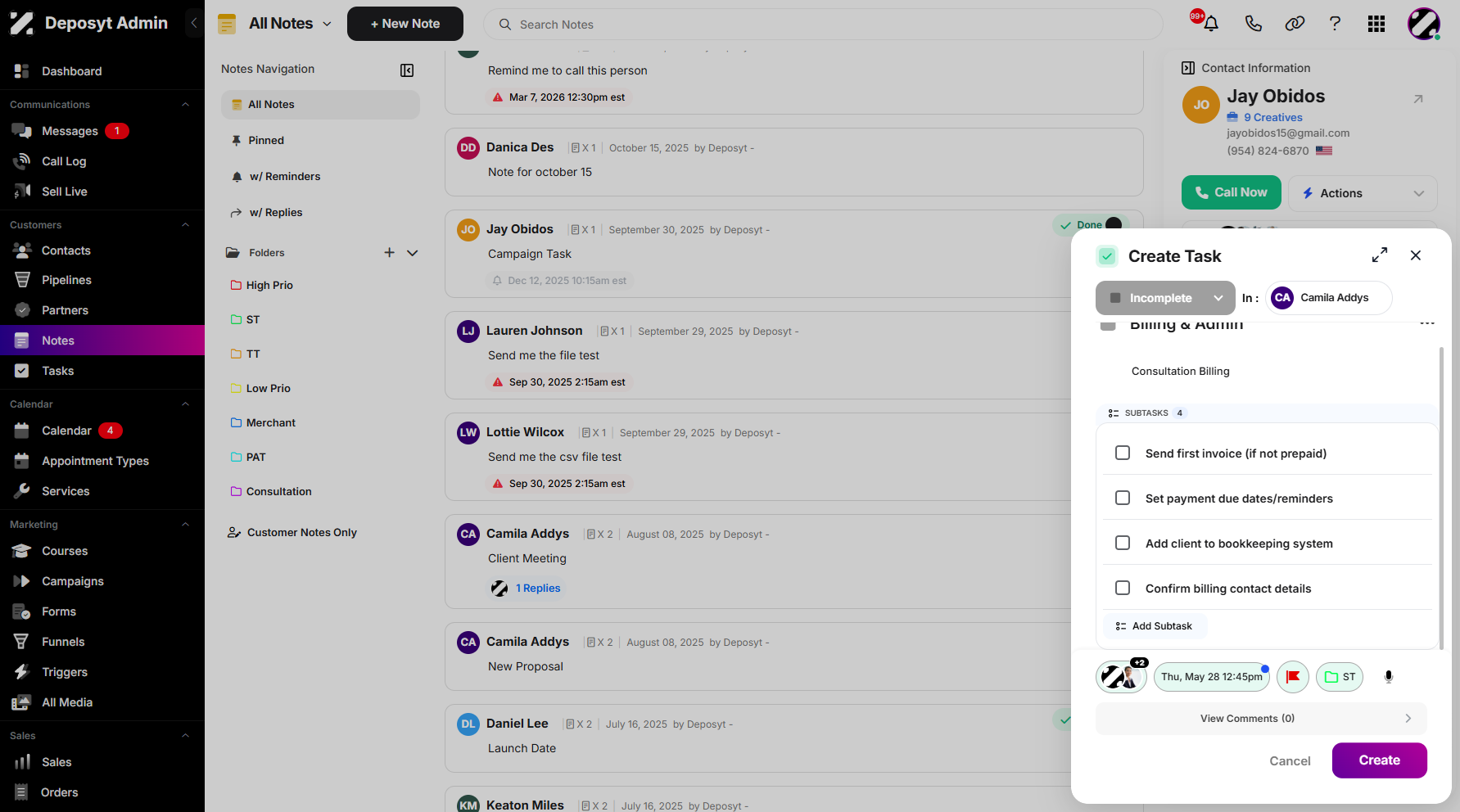 Step 7: You can now set up your task, then click ‘Create’ to save and apply the changes.