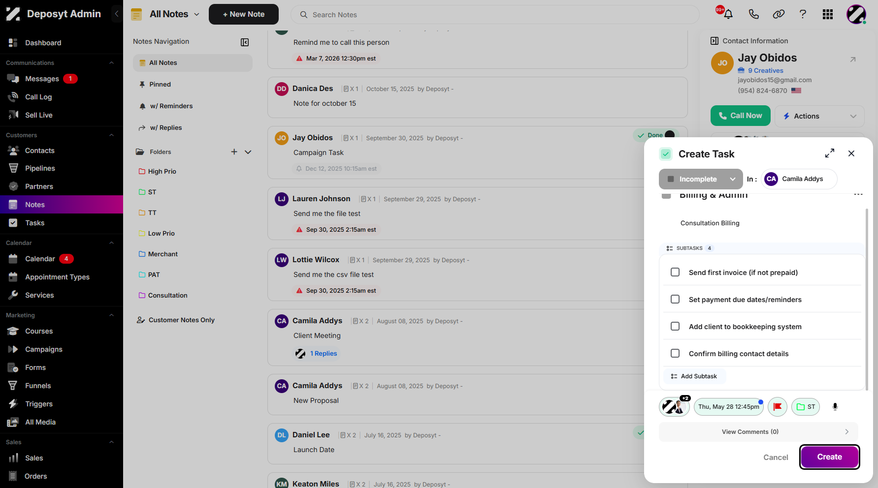 Step 7: You can now set up your task, then click ‘Create’ to save and apply the changes.