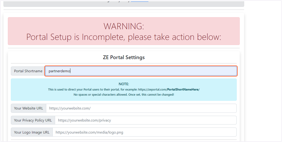 Set your Portal Shortname