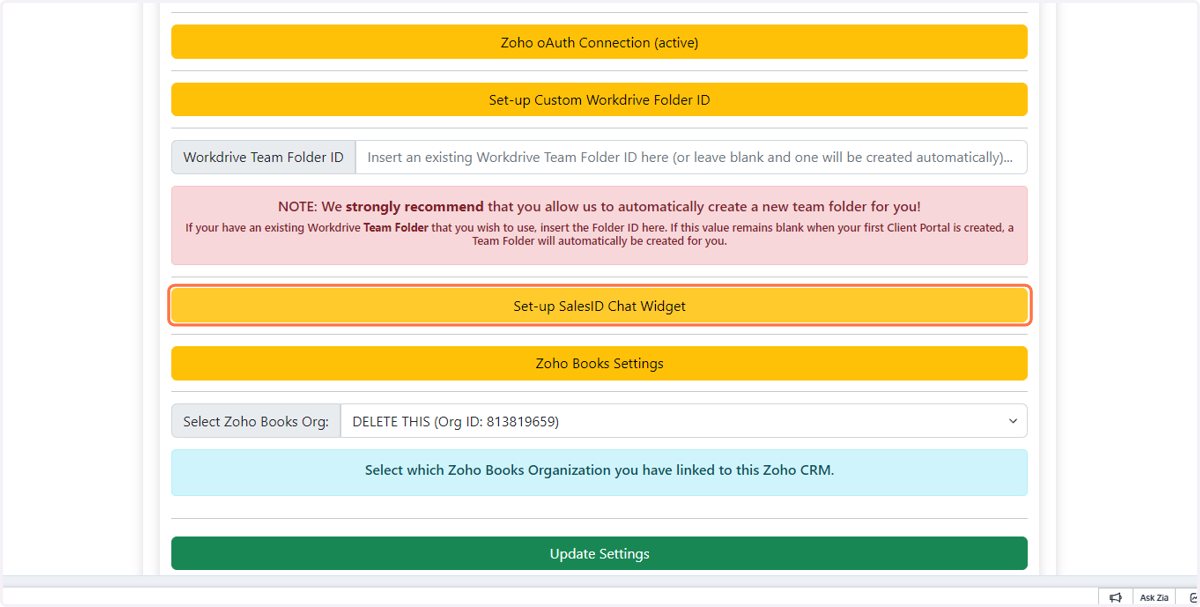 You can Set-up a SalesIQ Chat Widget