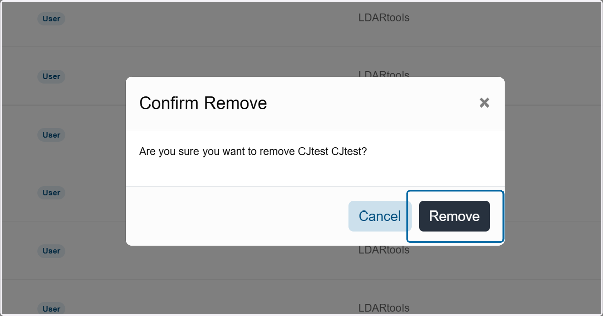 Confirm the choice by clicking Remove.