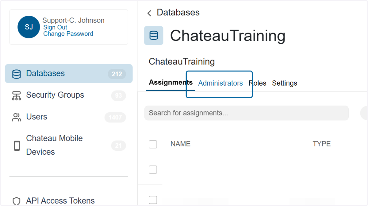 Click on Administrators tab