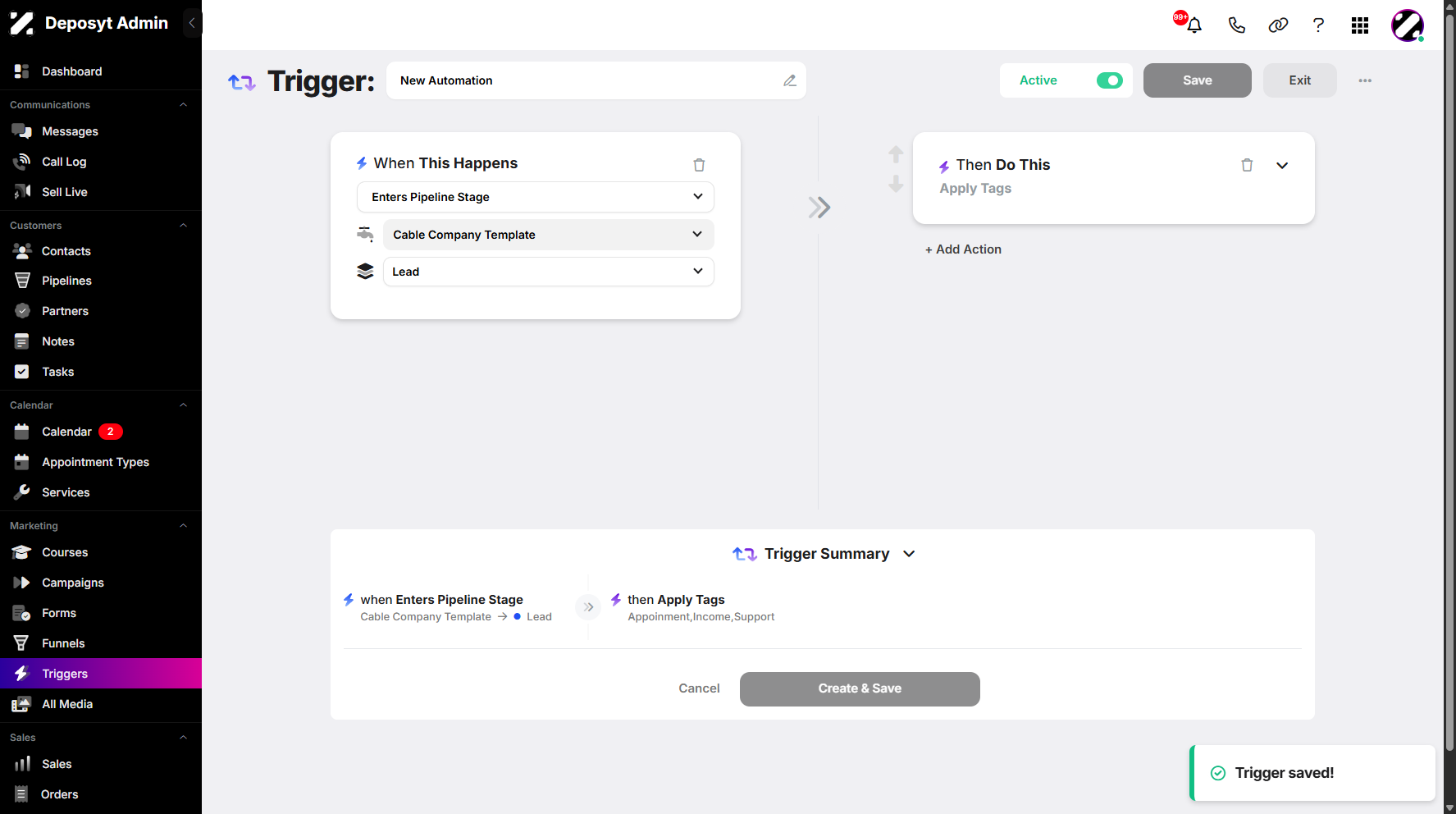 Creating a New Trigger