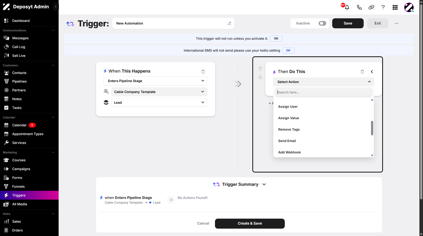 Step 7: You can then choose the action from the dropdown menu. Once selected, click it to apply.