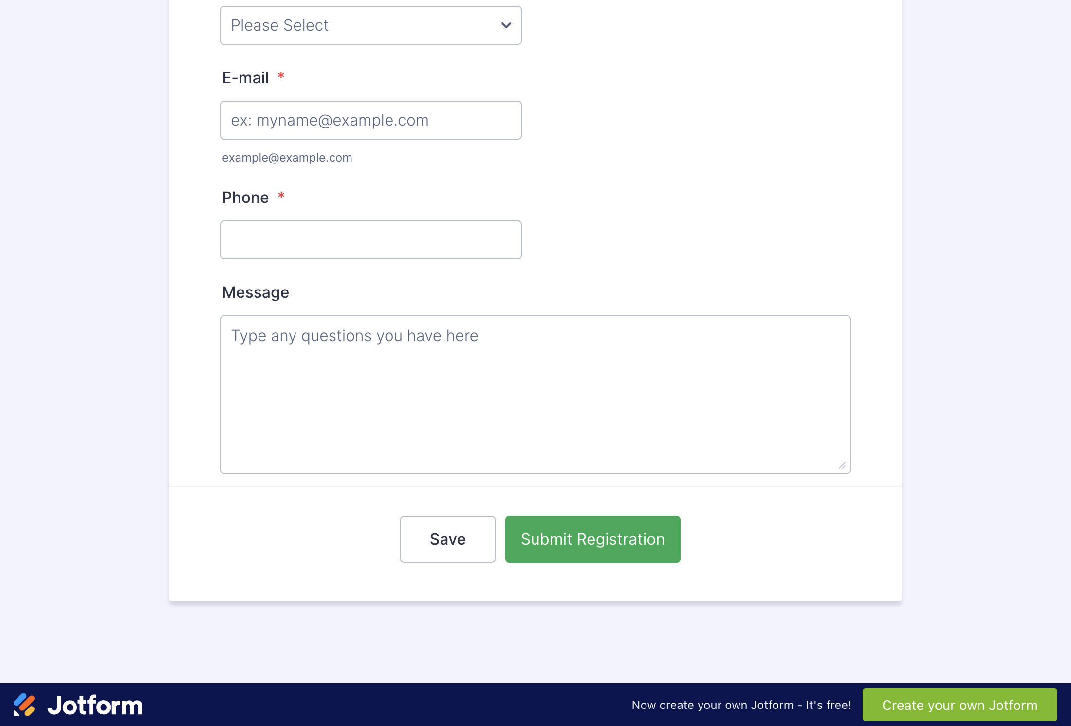 Click on Submit Registration