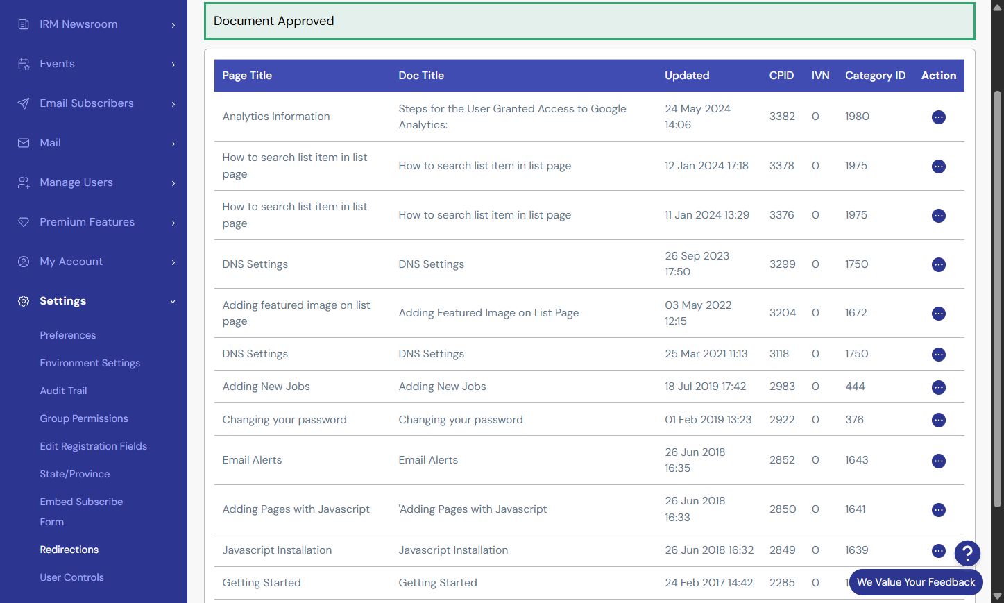 What you need to do is to login to HQi, select Redirection from Settings (on left panel navigation).