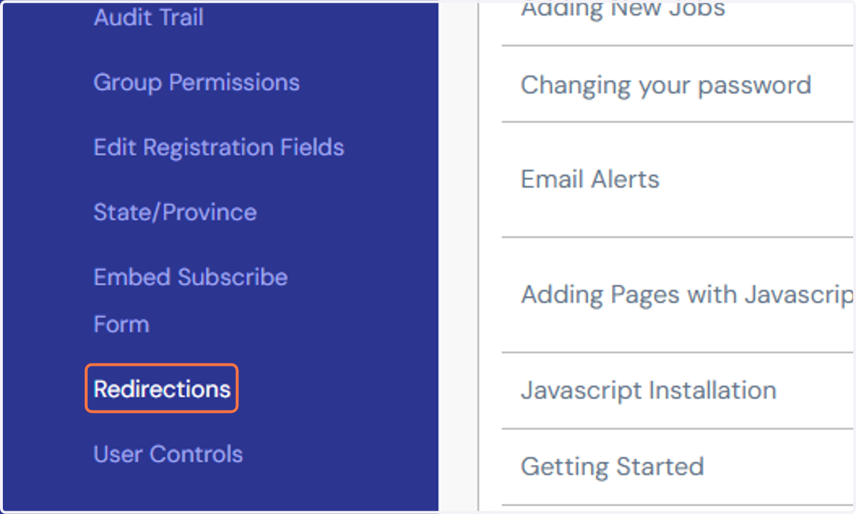 What you need to do is to login to HQi, select Redirection from Settings (on left panel navigation).