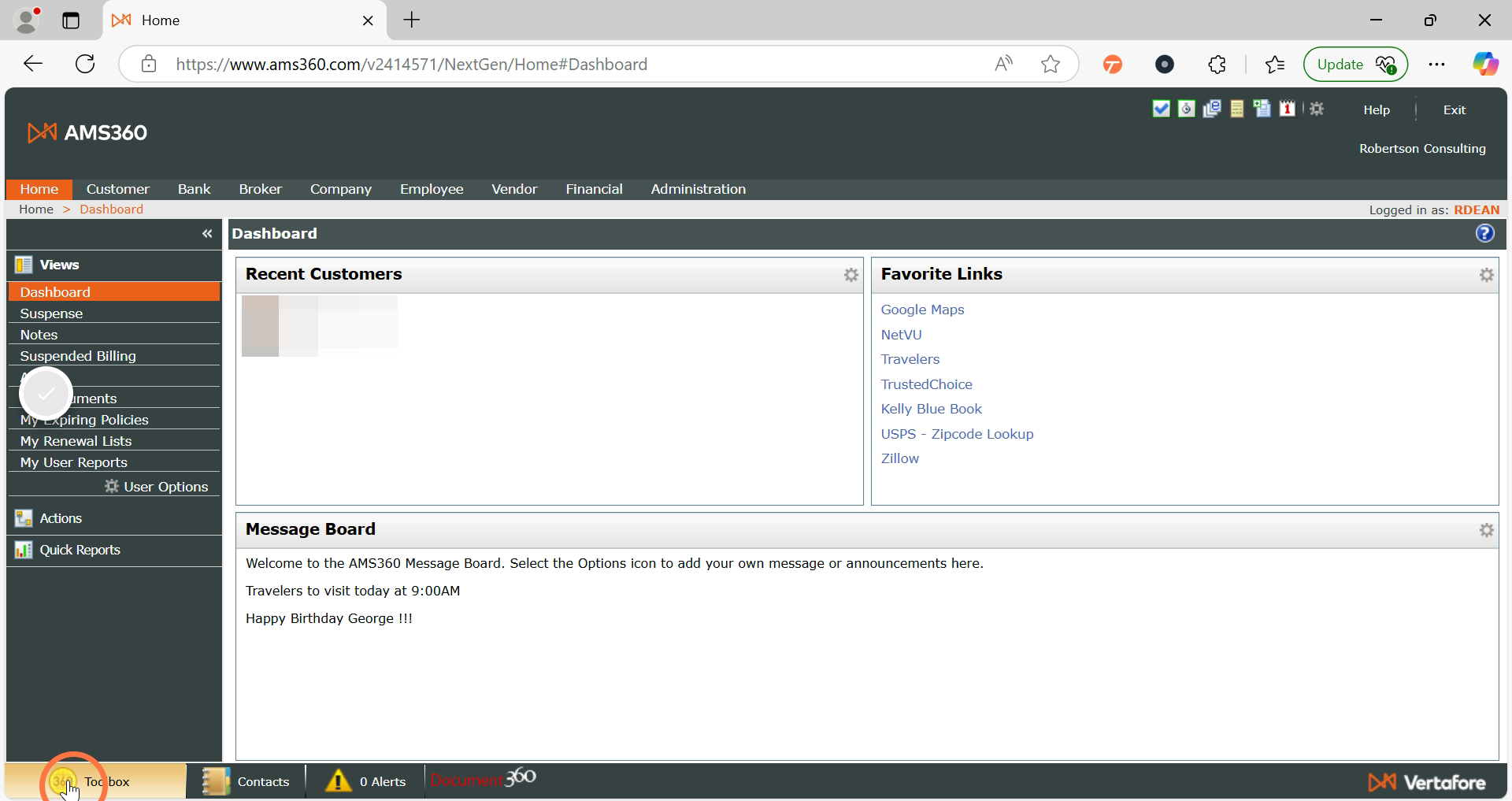 Click the 360 Toolbox menu