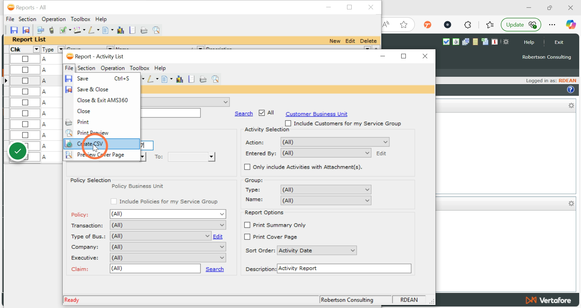 Export to a spreadsheet by clicking File --> Create CSV