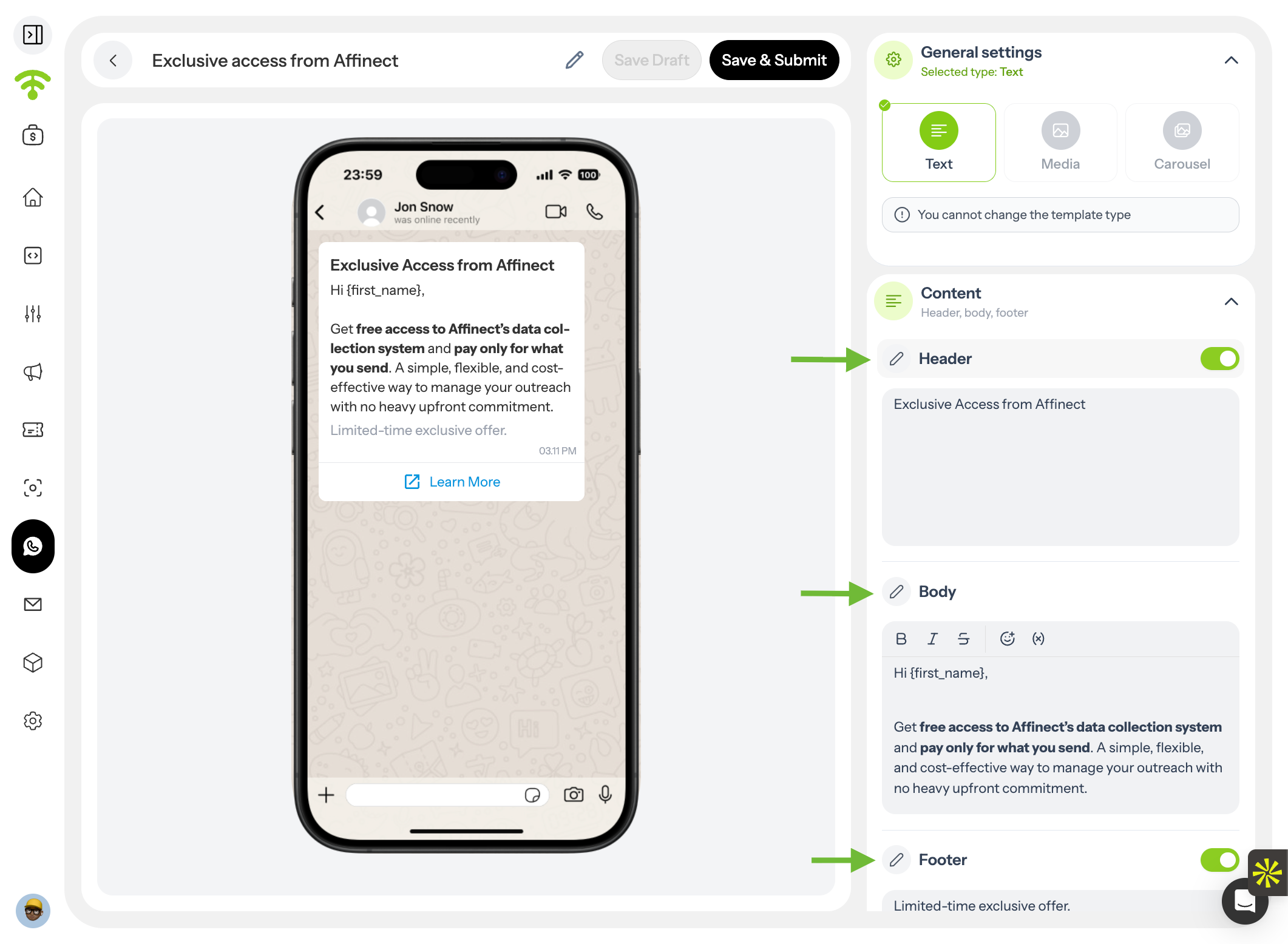Add Message Content
