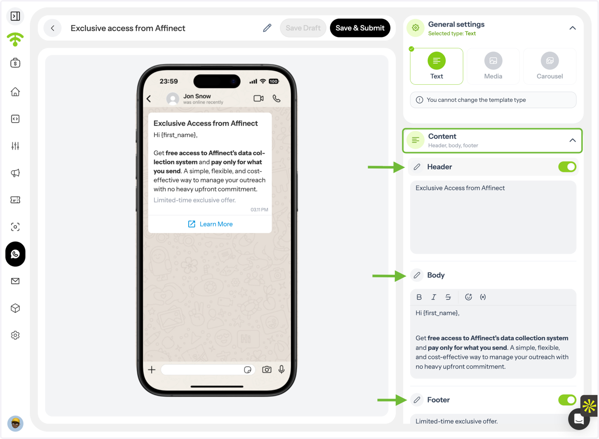 Add Message Content