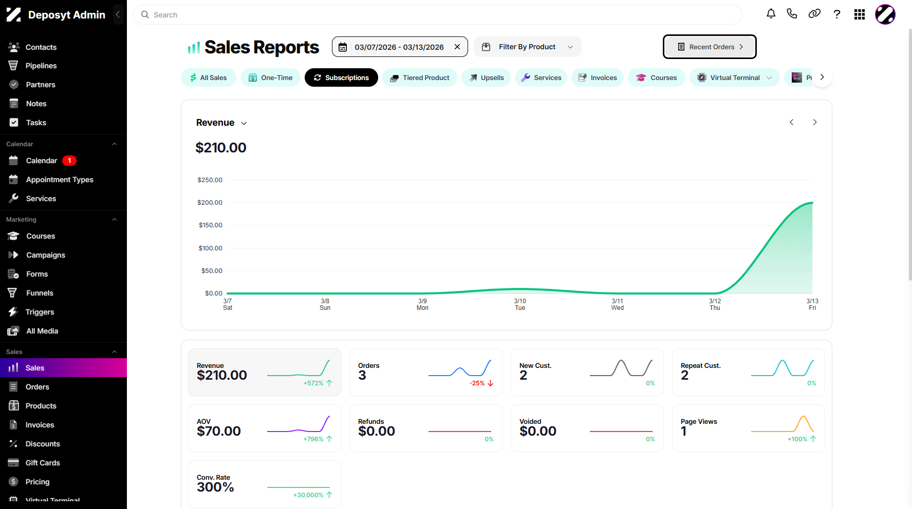 Step 3: Click on Recent Orders to view the orders.