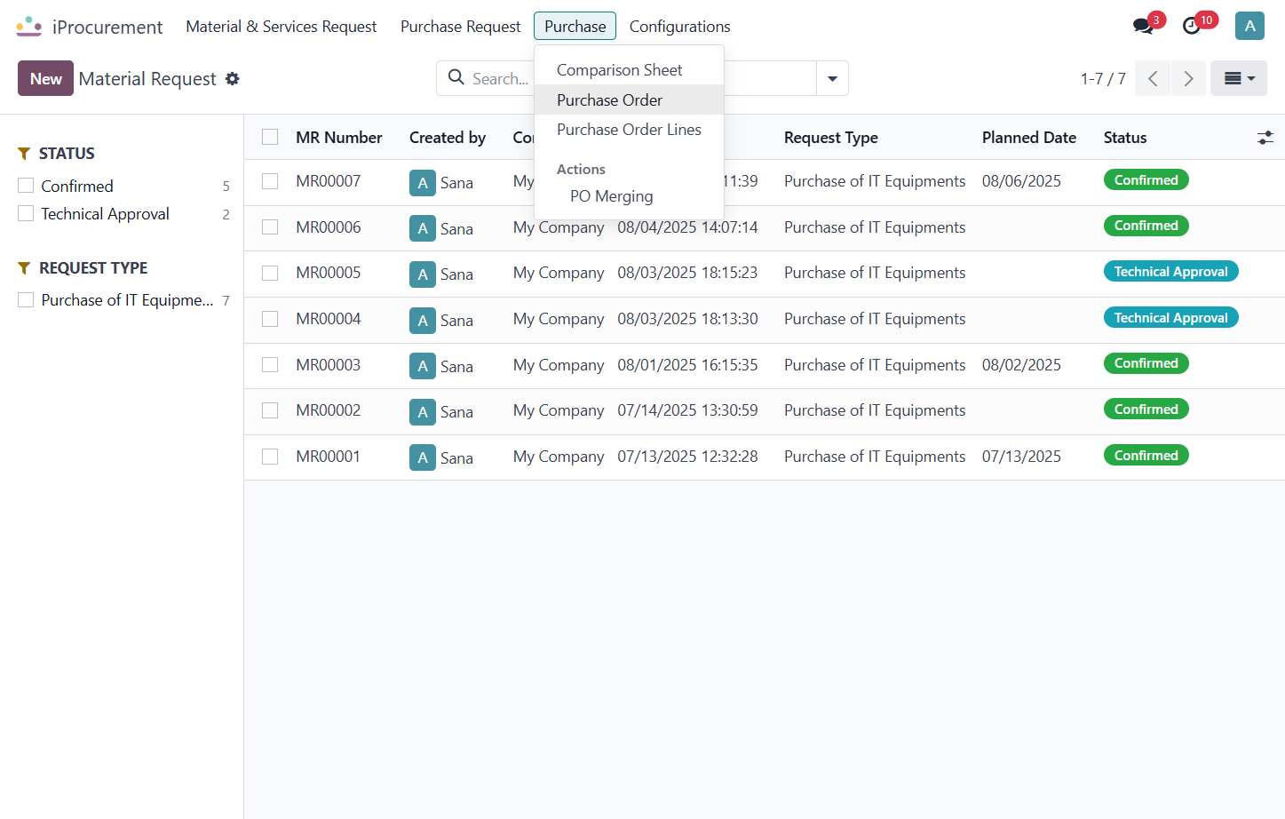 Click on Purchase Order