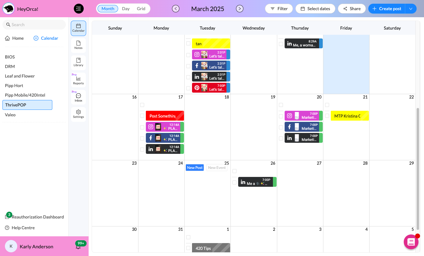 click on the day you want to post on from month view