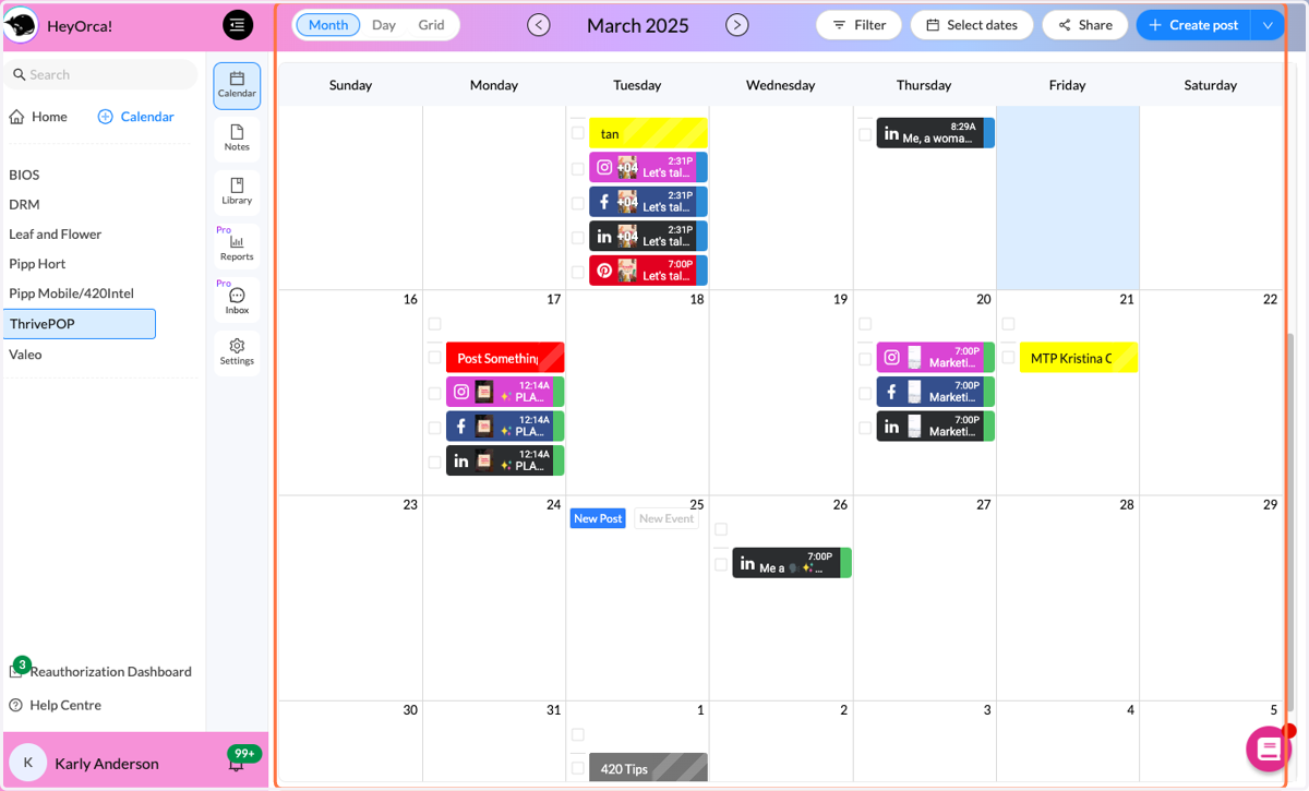 click on the day you want to post on from month view