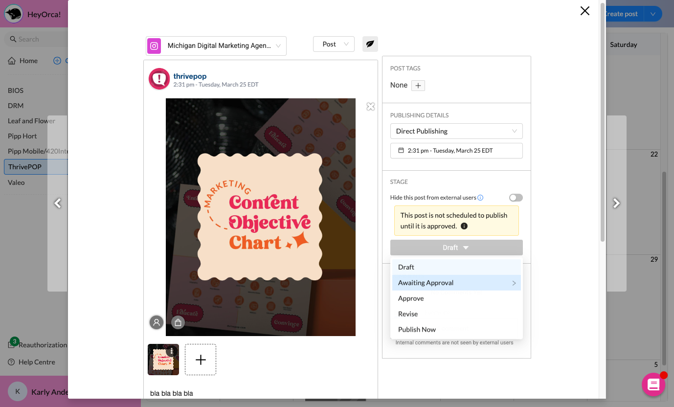 Click on draft to change its status