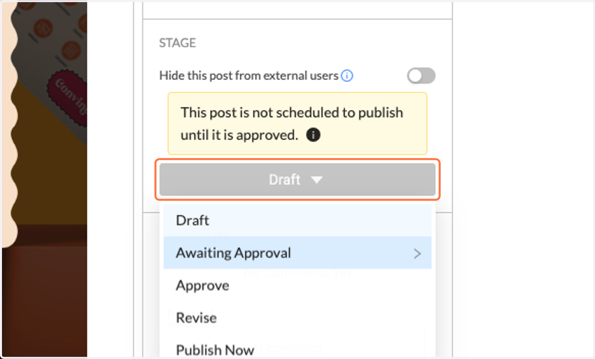 Click on draft to change its status
