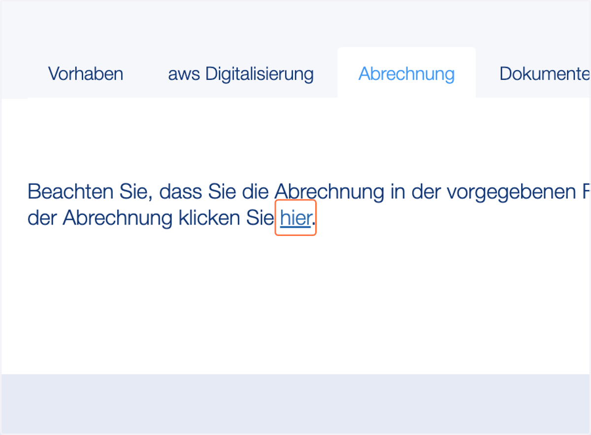 Starten Sie die Einreichung mit einem Klick auf "hie