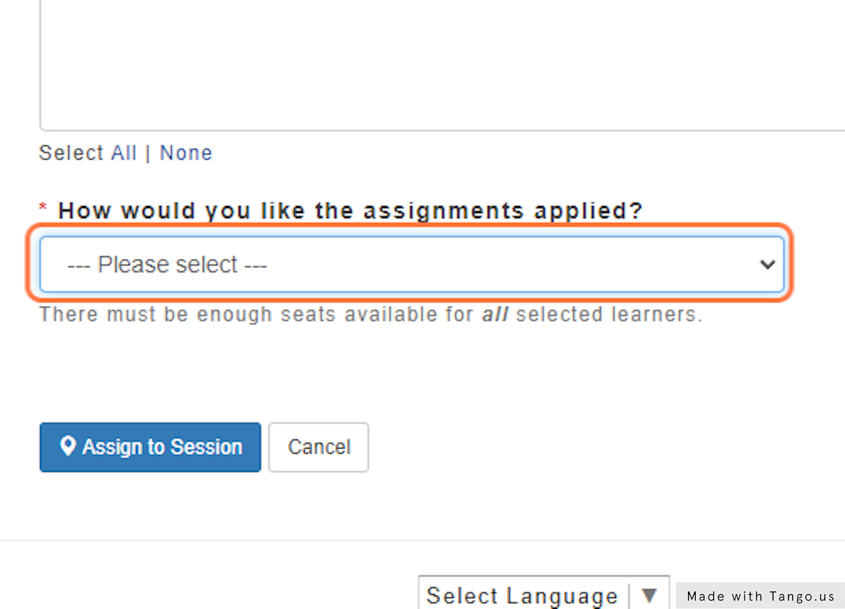 Click on your action from the list  - Enroll from How would you like the assignments applied?