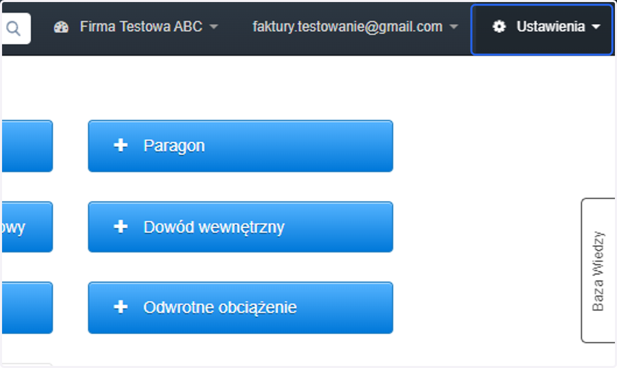 Aby dodać numer BDO, przejdź do zakładki Ustawienia.