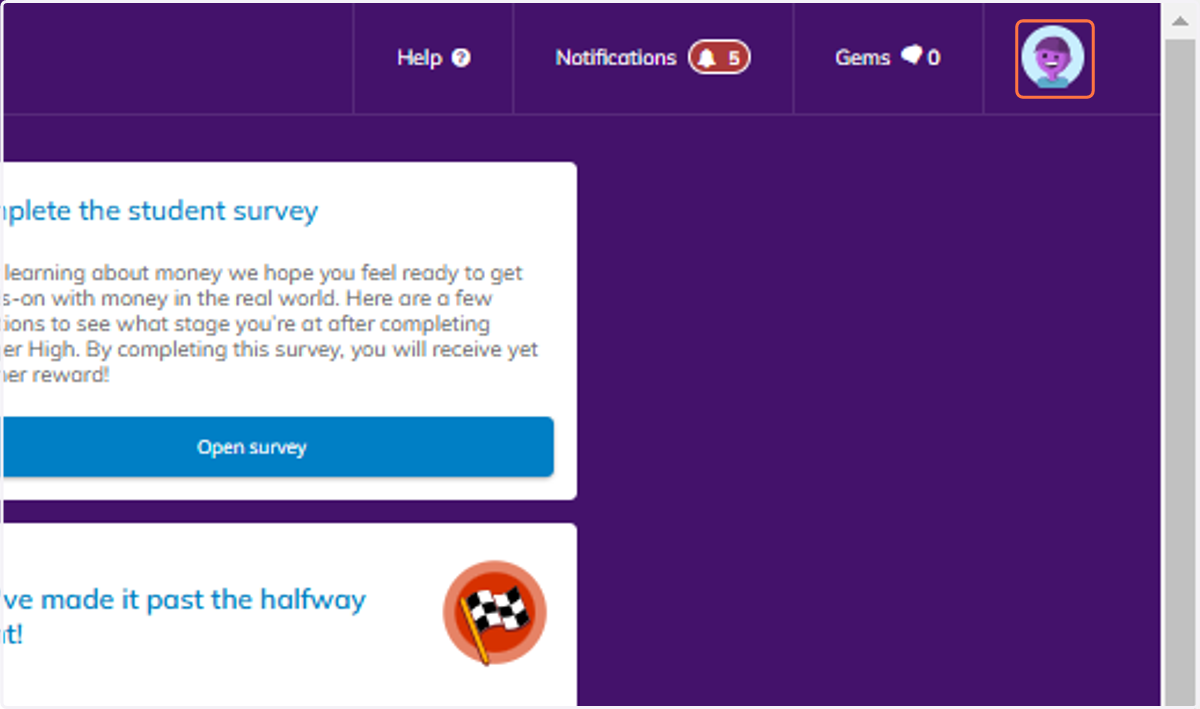 To log out, click on the profile icon in the top right hand corner.