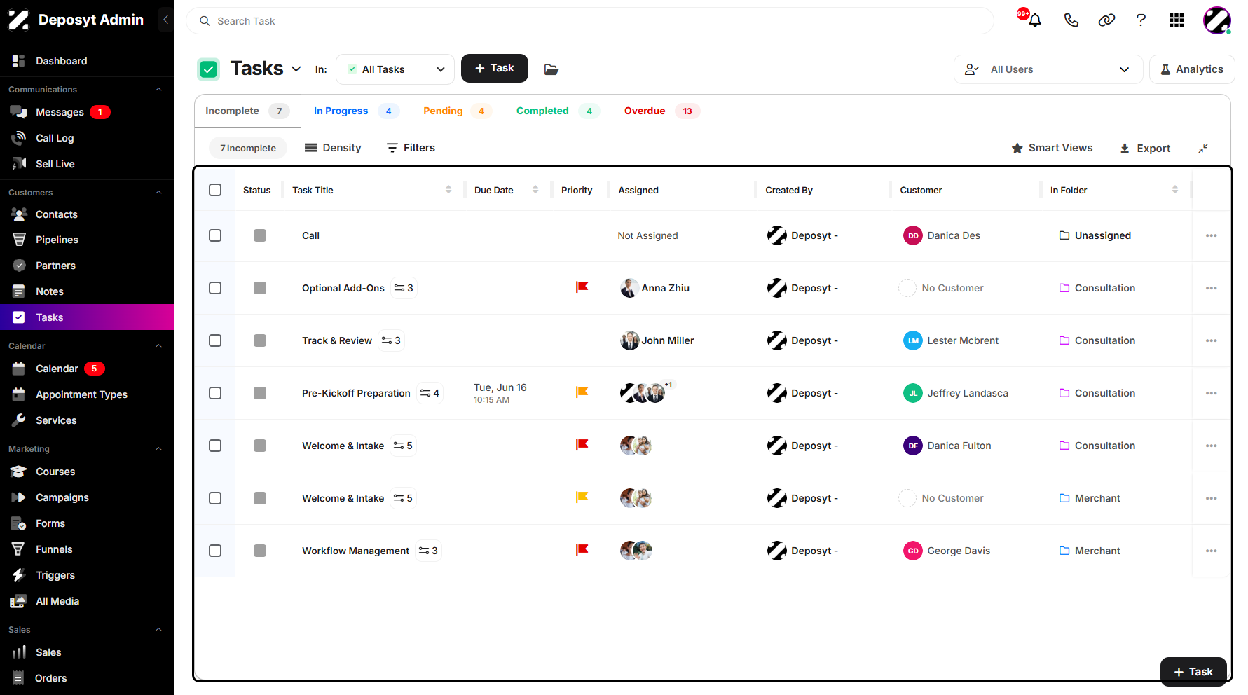Step 2: You will then be navigated to the Tasks tab.