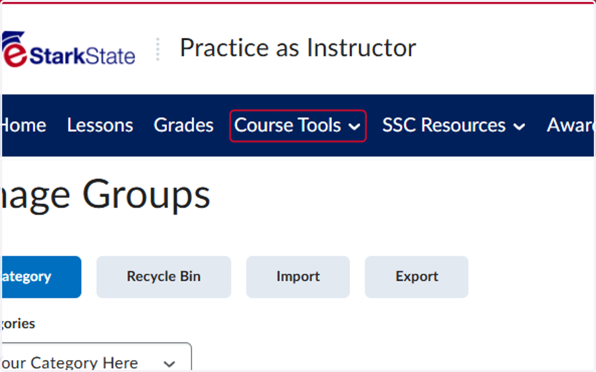 Click on Course Tools