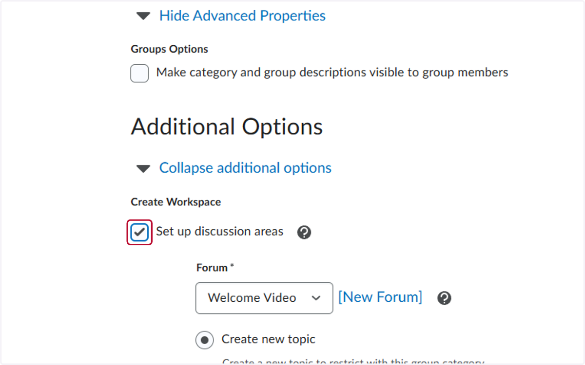 Check Set up discussion areas