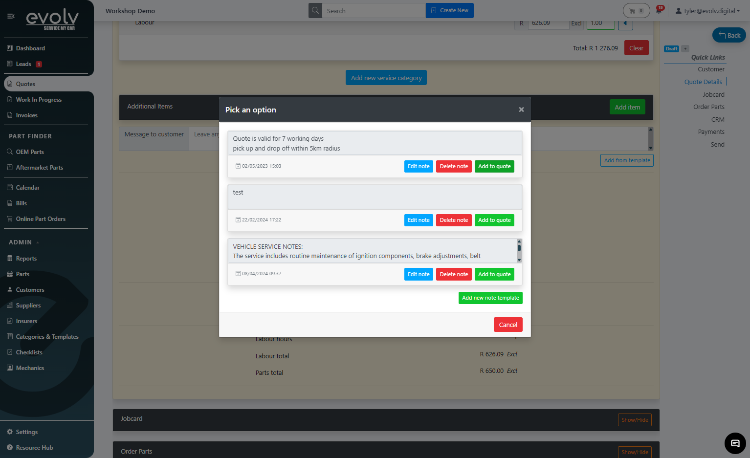 Printing a Quote or Invoice with a Customer message