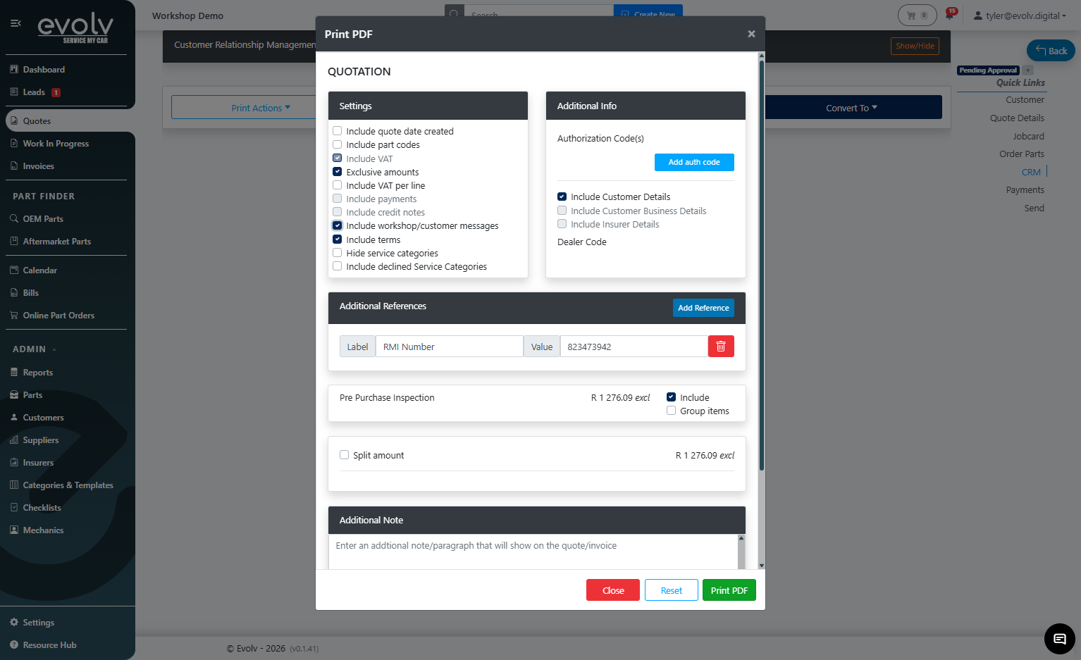 Printing a Quote or Invoice with a Customer message