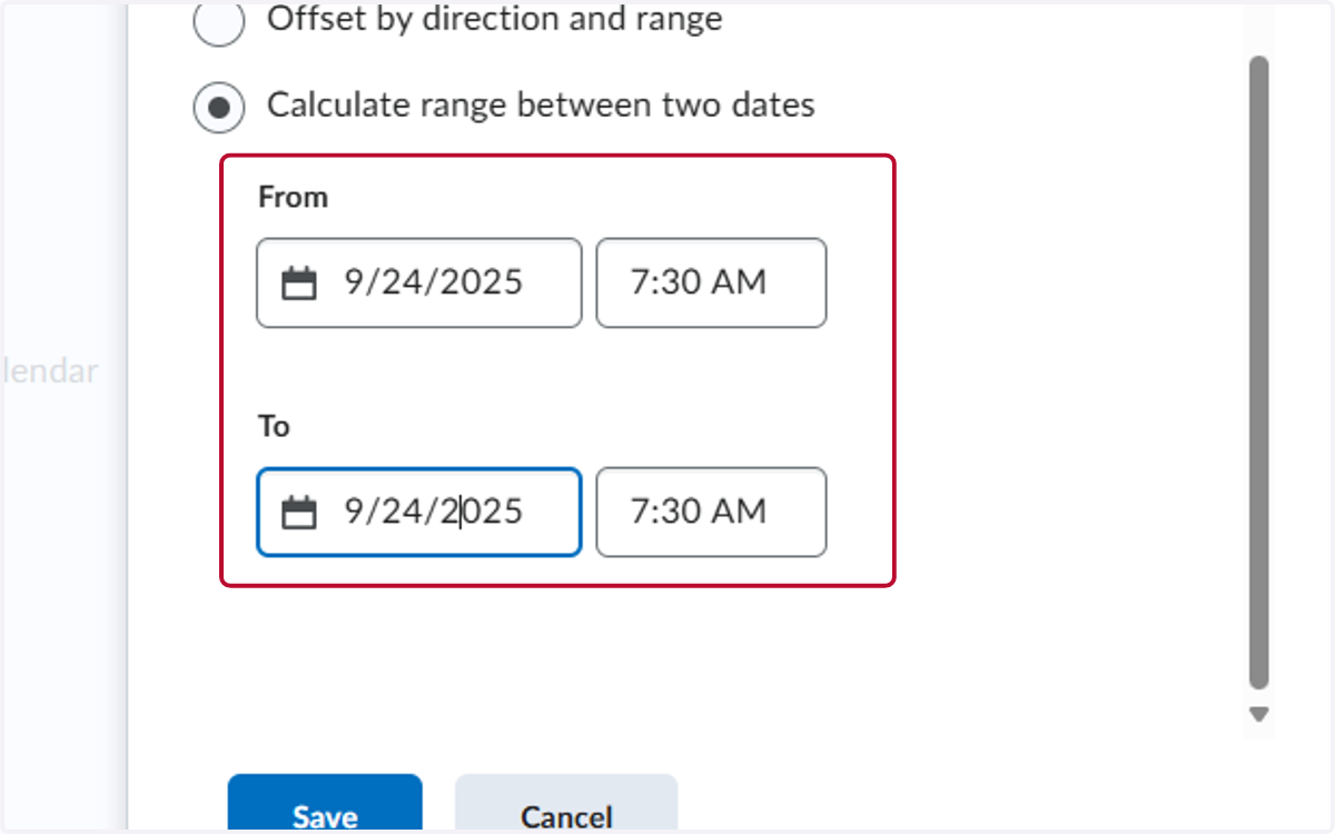 Select the dates for the range