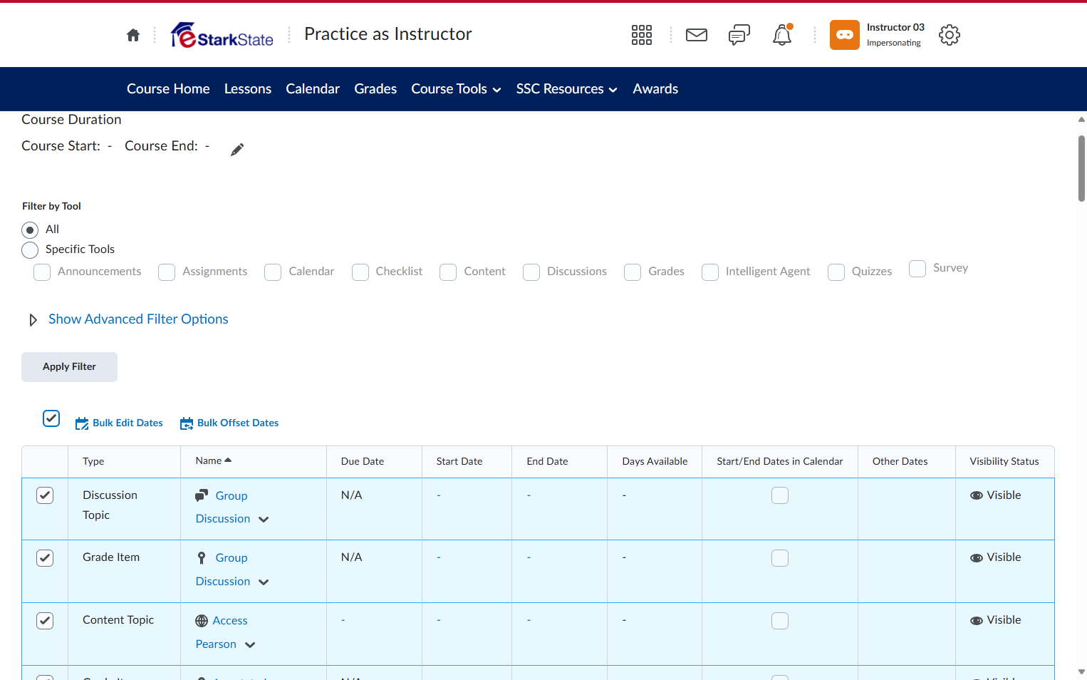 Check on the top box to select all assignments