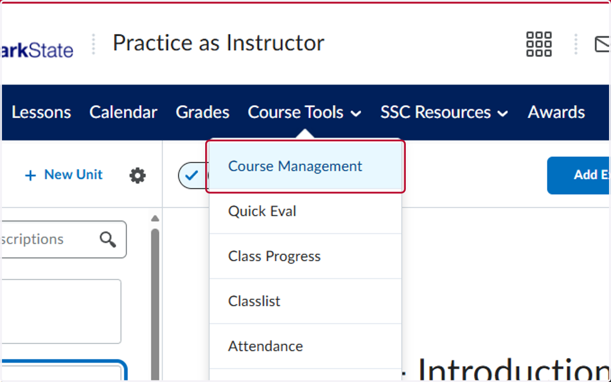 Click on Course Management
