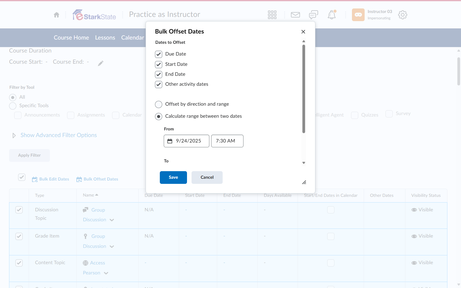 Select Calculate range between two dates