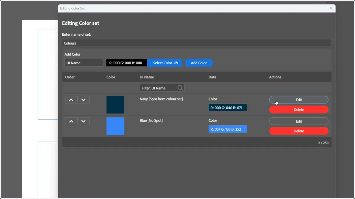 Colour resource set