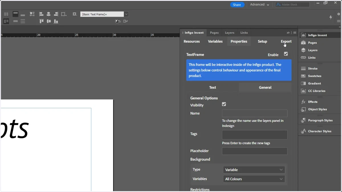 At this point, we export the template and upload it to MegaEdit.