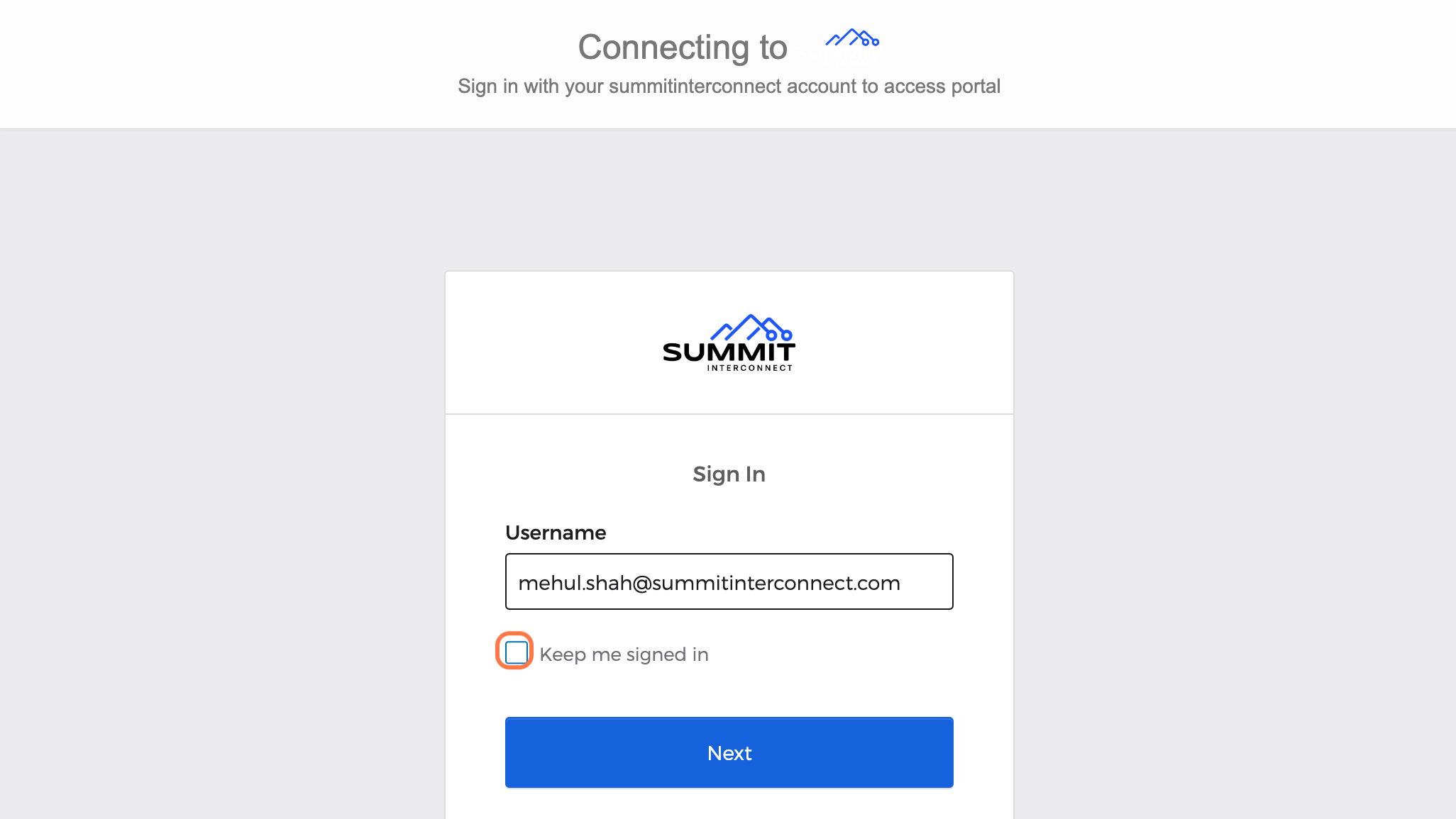 Type in your email in the username field