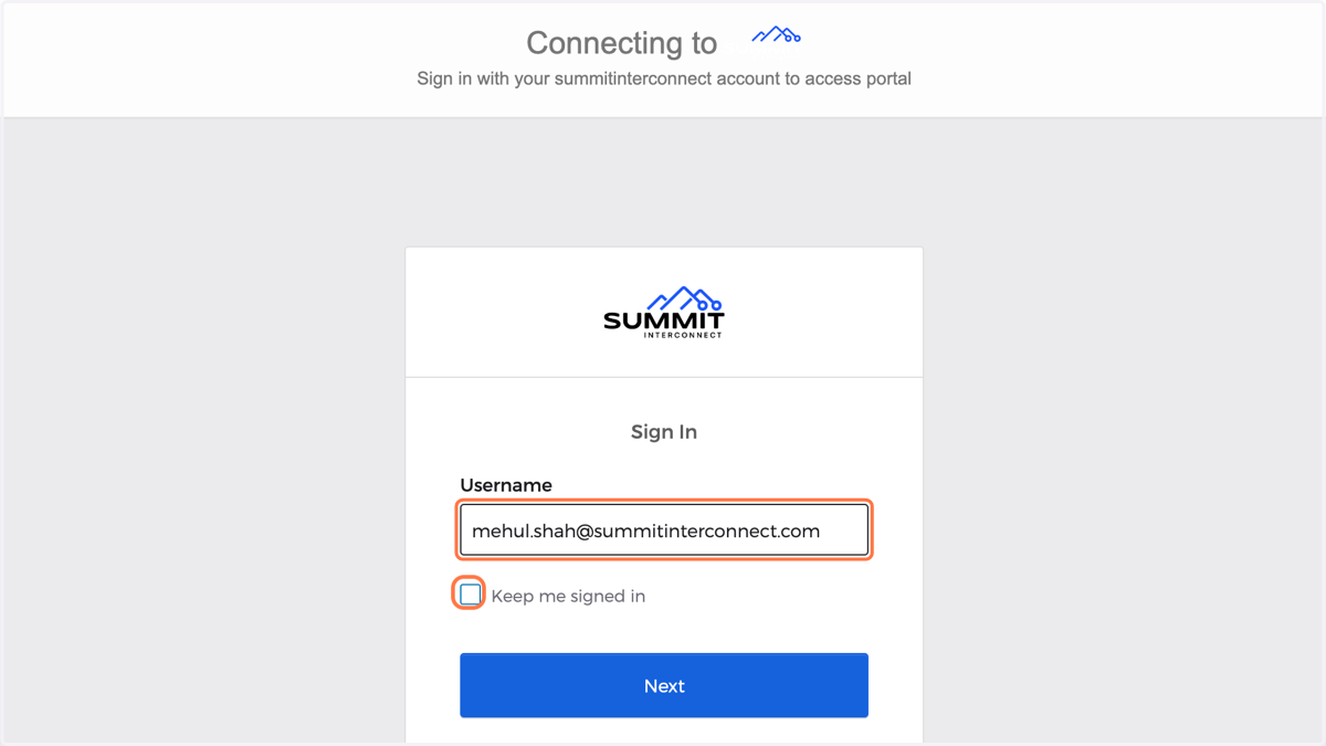 Type in your email in the username field