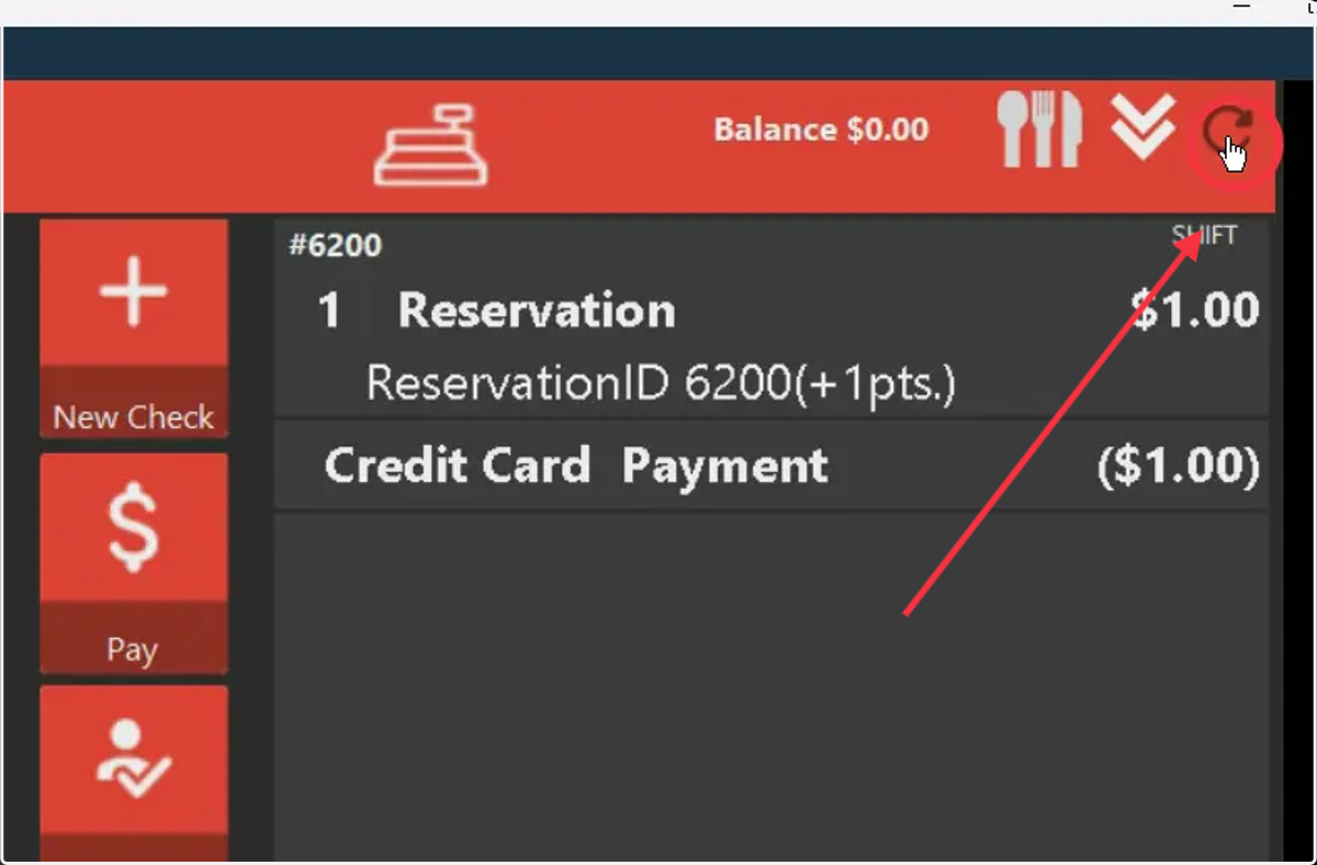 If you need to get back to the reservation, click on the back arrow