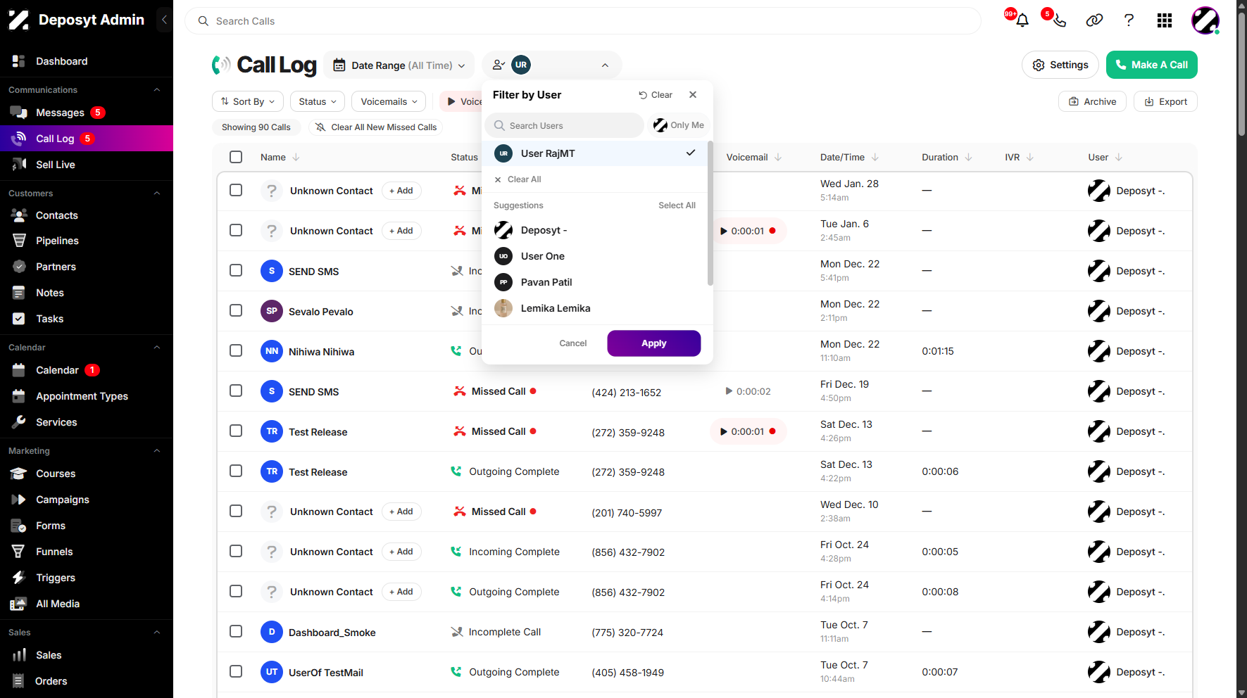 Step 6: Once a user is selected, click the Apply button to proceed.
