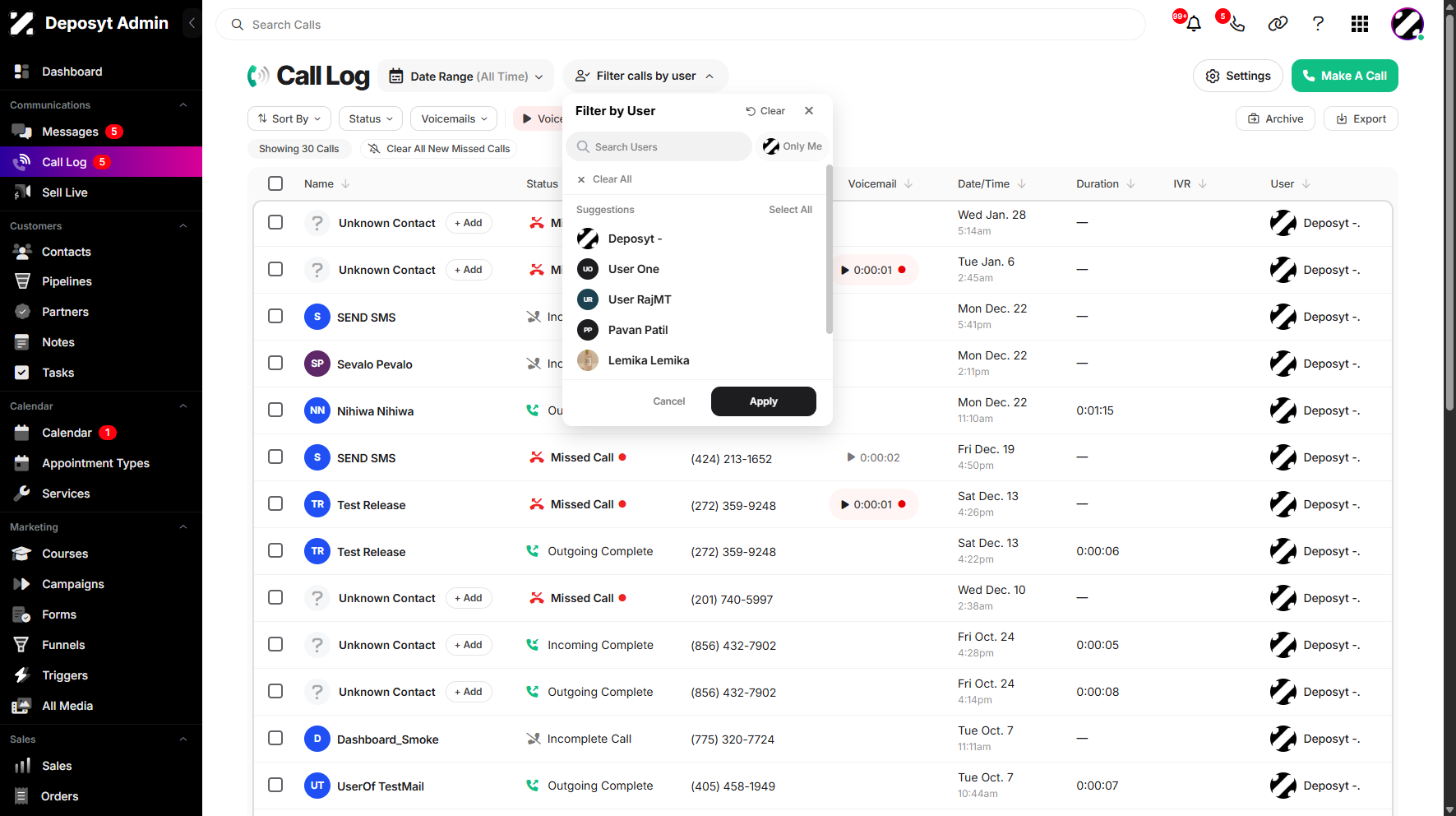 Step 4: A pop-up window will appear, displaying a list of all users in the system.