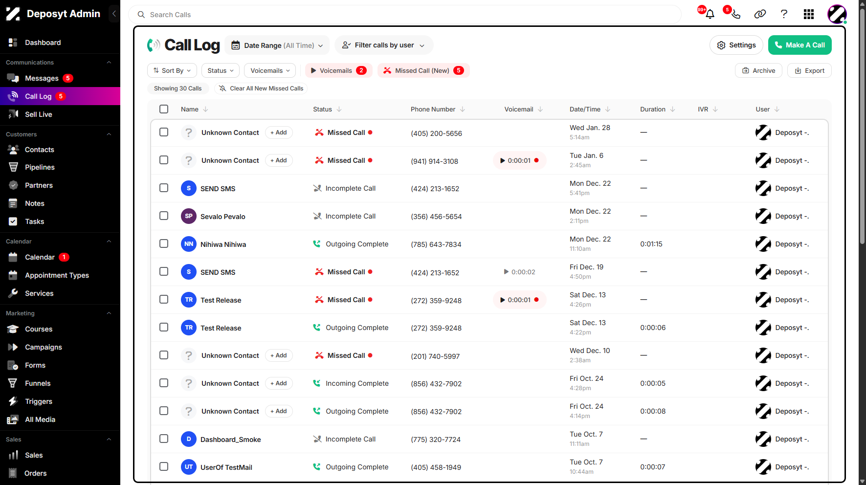 Step 2: You will be navigated to the Call Log.