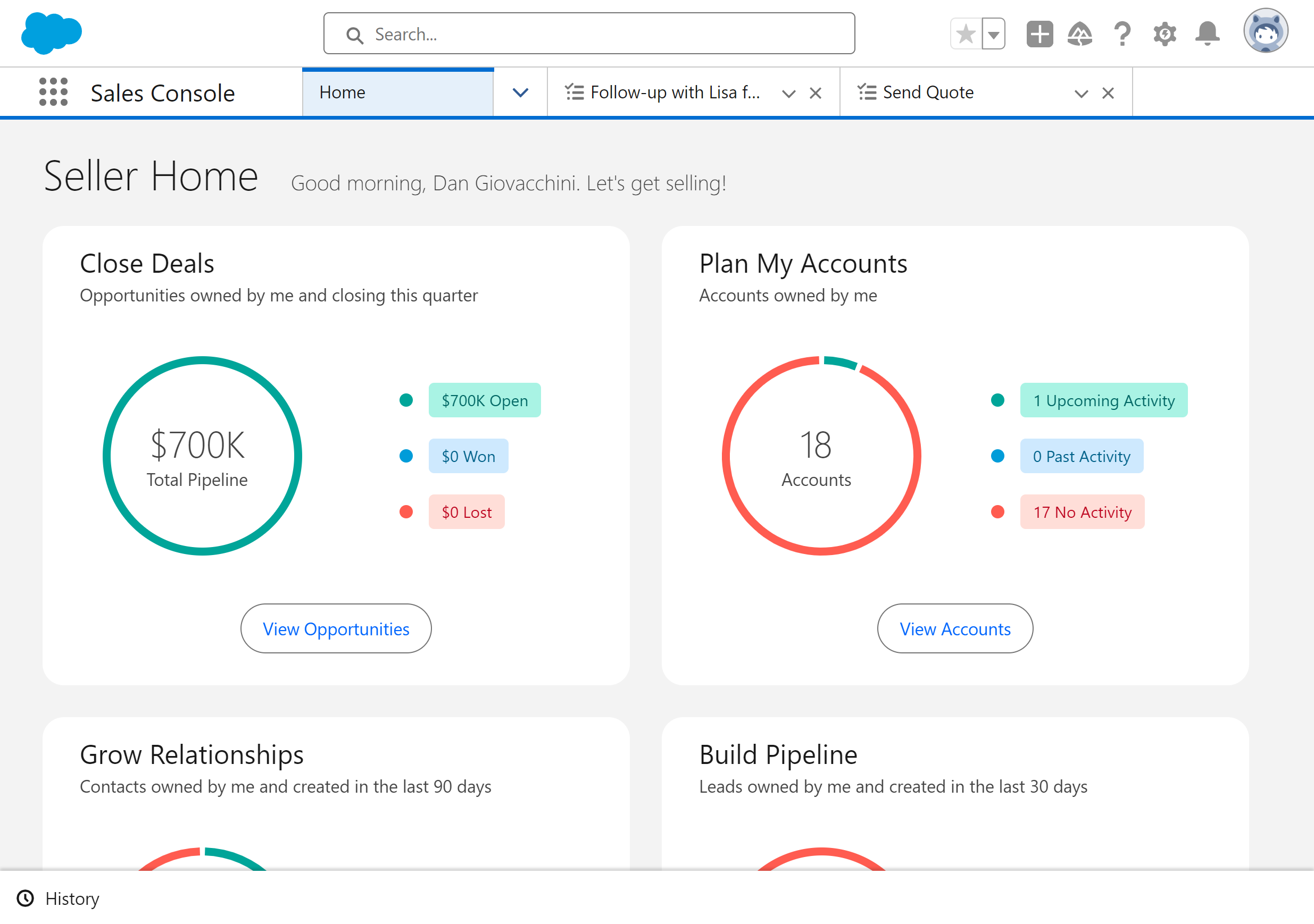In Sales Console, click on Show Navigation Menu