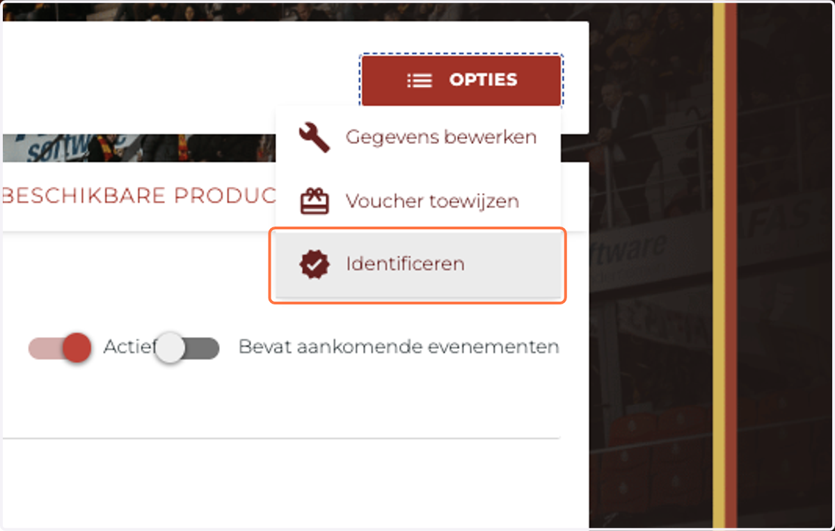 In het dropdownmenu selecteer je 'Identificeren'
