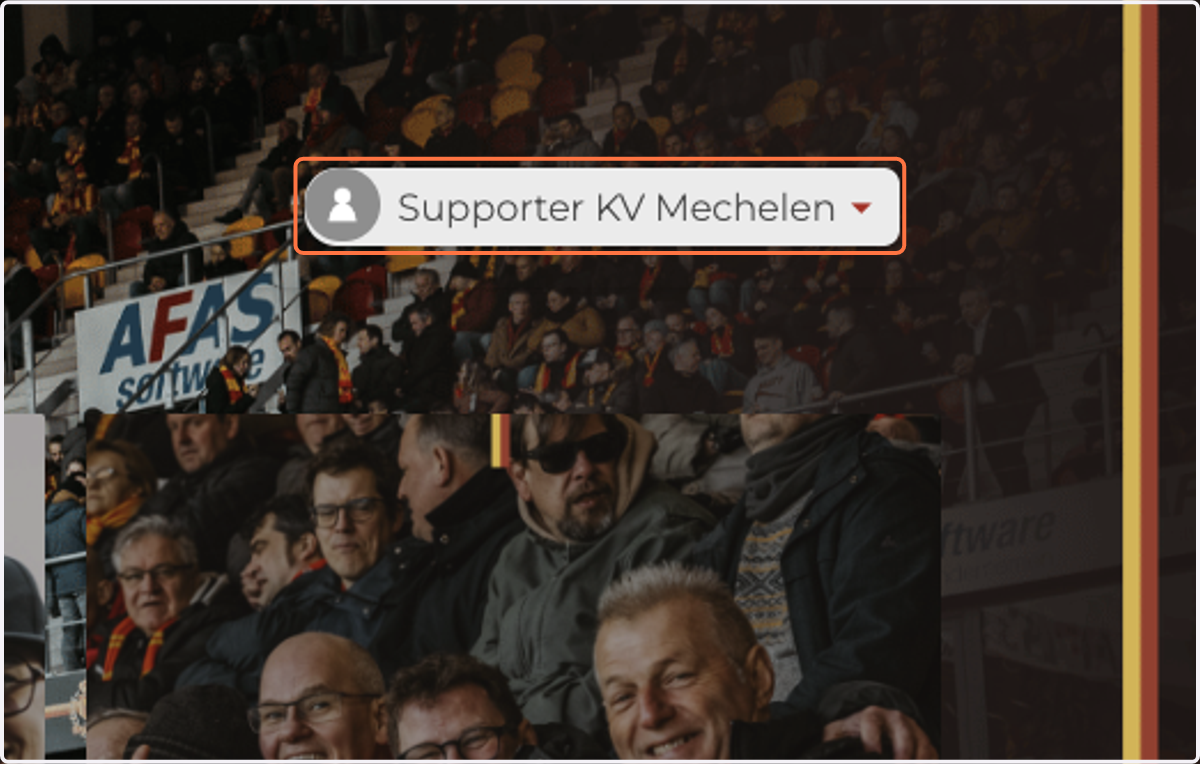 Eens terug op tickets.kvmechelen.be klik je rechtsboven op je naam.