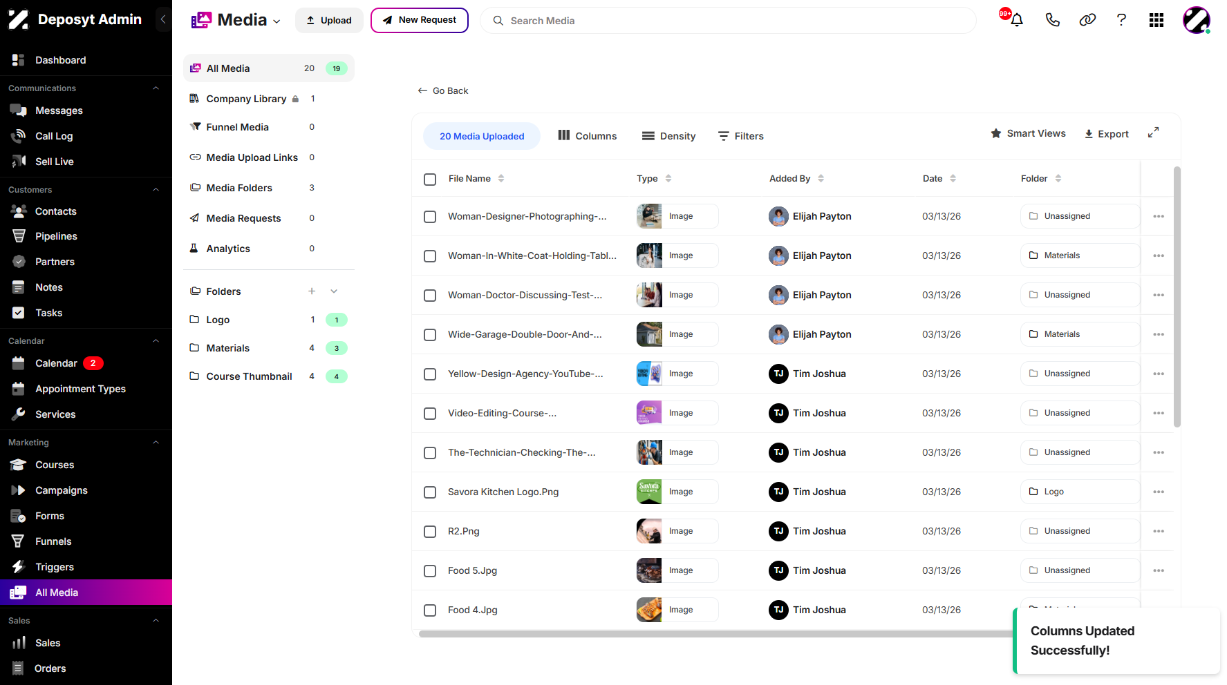 Step 10: It will display the updated columns along with a pop-up confirmation window.