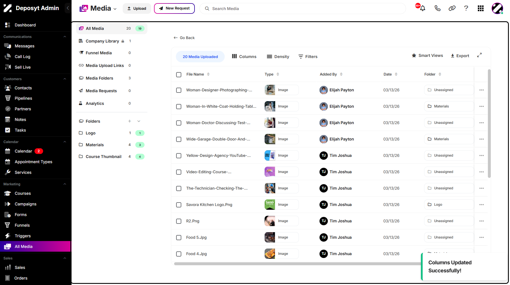 Step 10: It will display the updated columns along with a pop-up confirmation window.