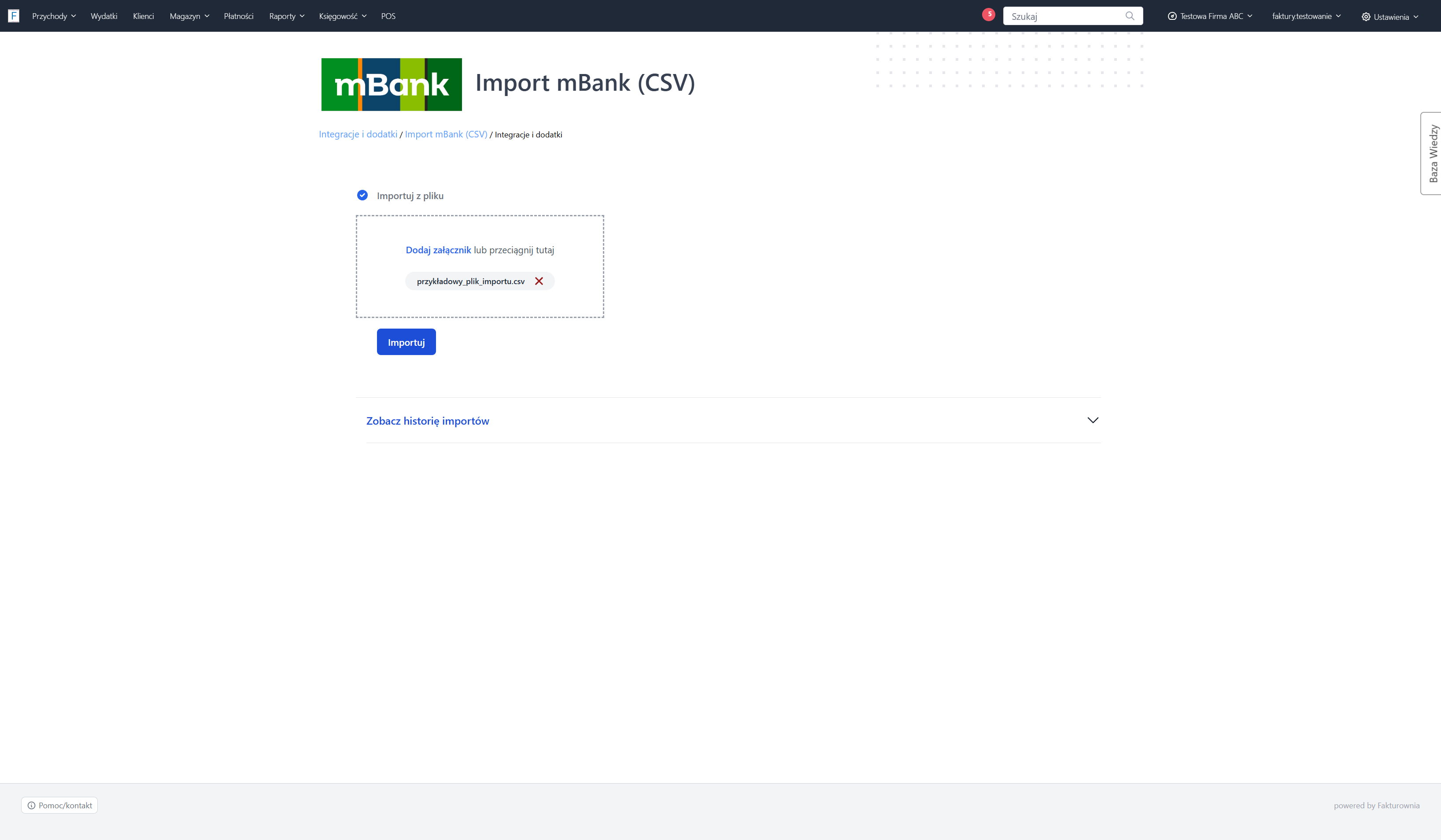 Aby rozpocząć import kliknij przycisk 'Importuj'.