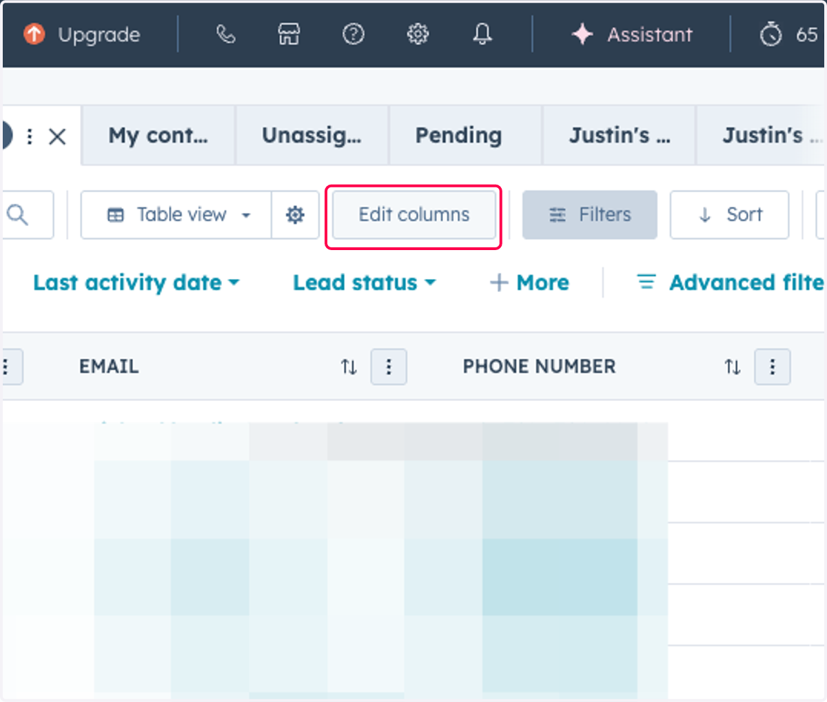 Click on Edit columns