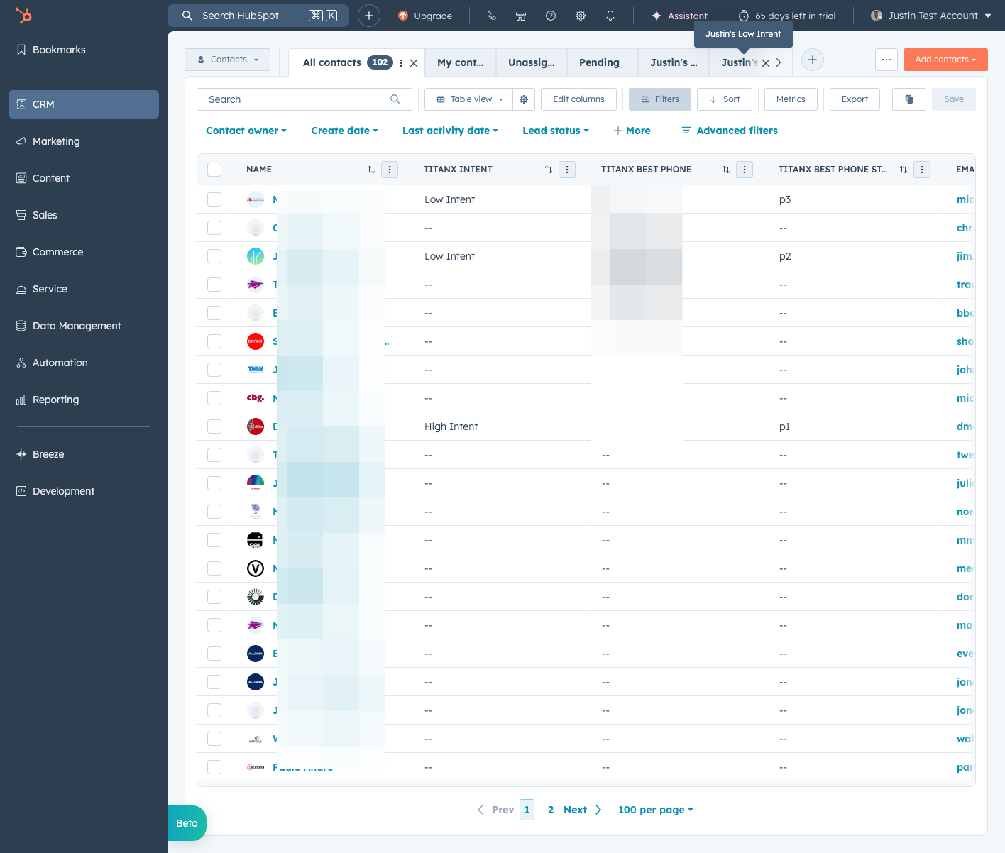 Once scoring is complete you can go to your custom contact tables to view